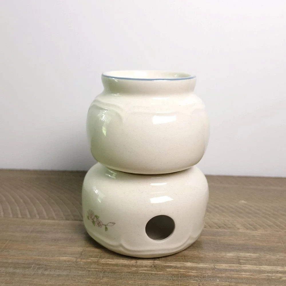 Vintage Floral Goose Ceramic Potpourri Warmer Candle Base Taiwan